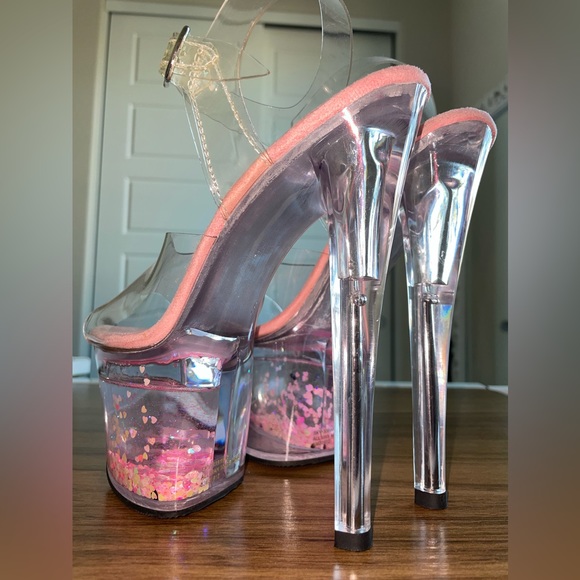 Pink Pleaser Heels With Floating Hearts - Picture 3 of 5